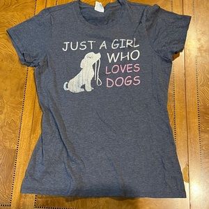 “Just a girl who loves dogs” womens t-shirt